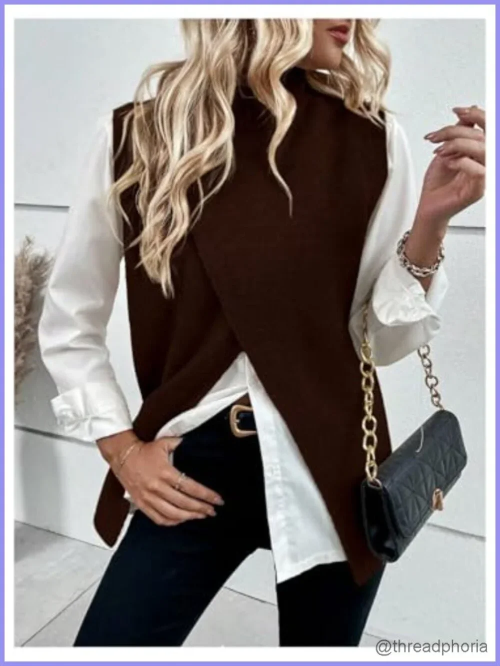 Sweater Vest Mock Neck Sleeveless Asymmetrical Knit Business Casual
